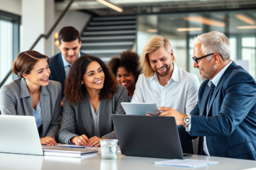 Un professionnel en pleine discussion, illustrant le succès dans le monde corporatif.