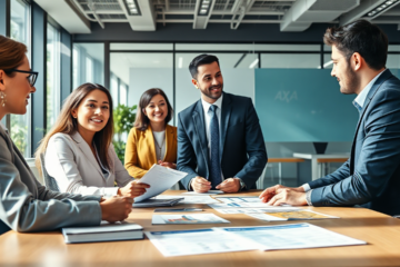 Un employé d'AXA discutant des avantages et salaires dans les assurances.