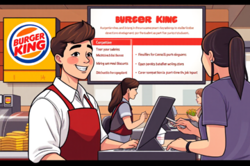 Un employé de Burger King servant un client dans un restaurant de fast food.